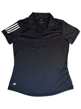 adidas Golf Women's 3-Stripes Club Polo Black AEROREADY UPF 50 M NWT